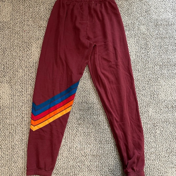Aviator Nation Rainbow Stitch Chevron Stripes Jogger Swearpants Size Medium - Picture 4 of 7